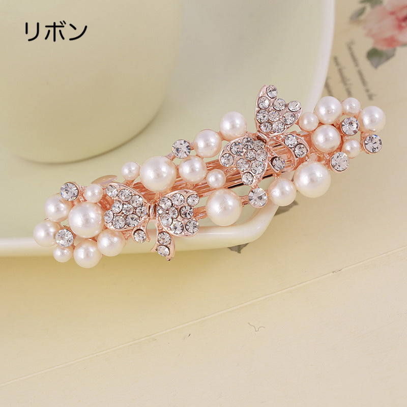 バレッタ ヘアピン ヘアアクセサリー レディース フェイクパール ラインストーン 商品画像5