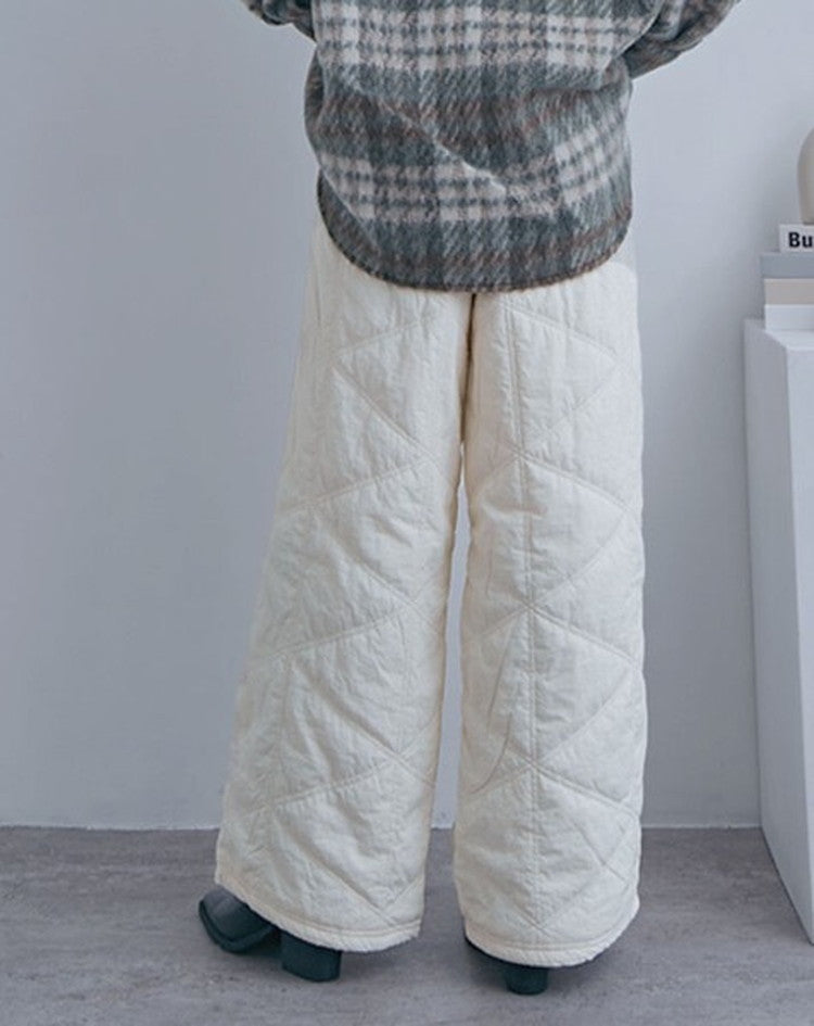 中綿キルトワイドパンツ レディース ロングパンツ 防寒 あったか ワイド 商品画像5