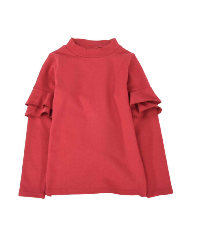 子供服 フリル トップス フリルトップス カットソー 袖フリル ルビーレッド バリエーション画像