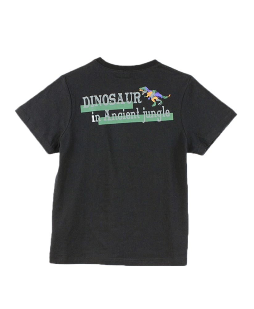 子供服 バックプリントTシャツ 半袖Tシャツ 男の子 女の子 キッズ F-ブラック バリエーション画像