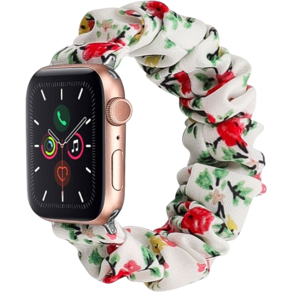 腕時計用ベルト アップルウォッチ用 スマートウォッチ用 シュシュタイプ 布製 レディース ホワイト×レッド バリエーション画像