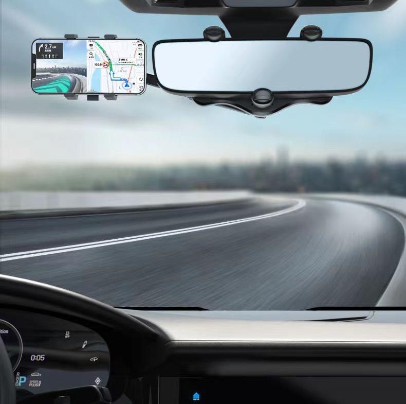スマホホルダー 車用 バックミラー取り付け クリップ式 車載ホルダー 360度回転 商品画像5
