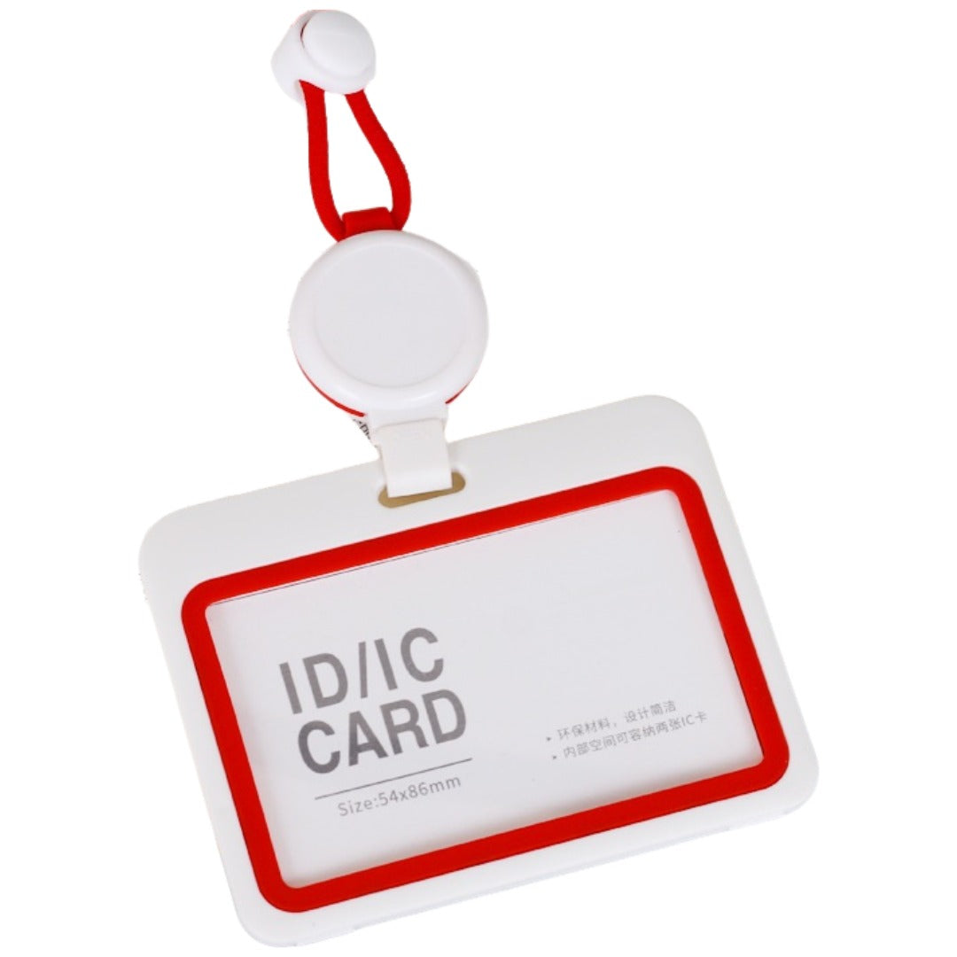 パスケース IDカードホルダー ストラップ付 横型 定期入れ IDカードケース レッド バリエーション画像
