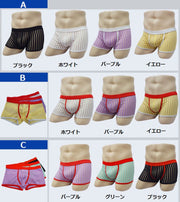 メンズショーツ パンツ ボクサーパンツ ストライプ 透けてる おしゃれ 男性 メンズ 男性用 メンズ用 下着 シンプル 無地 ウエストゴム ワンサイズ小さめ