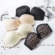 ストレップレスブラジャー チューブトップブラジャー 3/4カップブラジャー オフショルダーブラ レースブラ 女性下着 インナー 単品 肩だし 黒 肌色 女性用 婦人用