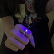 指輪 オープンリング 2個セット レディース メンズ 男女兼用 アクセサリー 夜光 お揃い カップル ピンク ブルー かわいい おしゃれ ギフト プレゼント ファッション小物