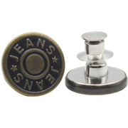 デニムボタン タックボタン 2個セット 金属製 17mm ジーンズボタン 手芸 無地 ロゴ 星 スター シルバーカラー ブロンズカラー
