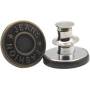 デニムボタン タックボタン 2個セット 金属製 17mm ジーンズボタン 手芸 無地 ロゴ 星 スター シルバーカラー ブロンズカラー