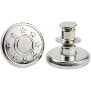 デニムボタン タックボタン 2個セット 金属製 17mm ジーンズボタン 手芸 無地 ロゴ 星 スター シルバーカラー ブロンズカラー