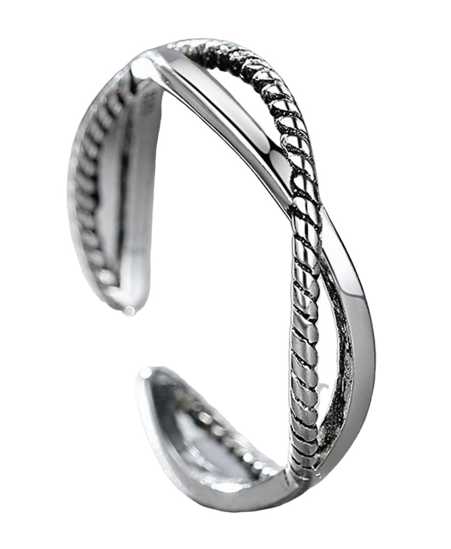 指輪 オープンリング レディース アクセサリー 2連風 重ね付け風 シルバー バリエーション画像