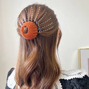 ヘアクリップ ポニーリング レディース ヘアアクセサリー 髪留め 髪飾り まとめ髪 ヘアアレンジ ベロア調 女性用 婦人用 可愛い おしゃれ ポニーテール お団子 ロングヘア