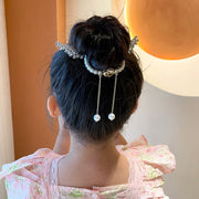 ヘアクリップ テールクリップ キッズ ジュニア ヘアアクセサリー 女の子 女児 子ども 子供 ポニーテール まとめ髪 おだんご 髪飾り ヘアアレンジ ネコ ラインストーン 揺れる