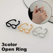 指輪 オープンリング レディース アクセサリー 眼鏡 メガネ めがね ユニーク 面白 個性的 おしゃれ かわいい ギフト プレゼント 贈り物 カジュアル デイリー スタイリッシュ 女性用 ファッション小物