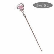 かんざし 簪 レディース ヘアアクセサリー 髪留め 髪飾り ハート ビジュー リボン 1本挿し 和装 着物 浴衣 袴 まとめ髪 ヘアアレンジ おしゃれ 可愛い 女性 シルバーカラー