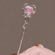 かんざし 簪 レディース ヘアアクセサリー 髪留め 髪飾り ハート ビジュー リボン 1本挿し 和装 着物 浴衣 袴 まとめ髪 ヘアアレンジ おしゃれ 可愛い 女性 シルバーカラー