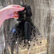シュシュ リボンシュシュ ヘアゴム ヘアアクセサリー 髪ゴム レディース チュールレース リボン ハート フェイクパール まとめ髪 髪飾り 髪留め ヘアアレンジ おしゃれ かわいい フェミニン ガーリー キュート 大人可愛い きれいめ 女性用 婦人用