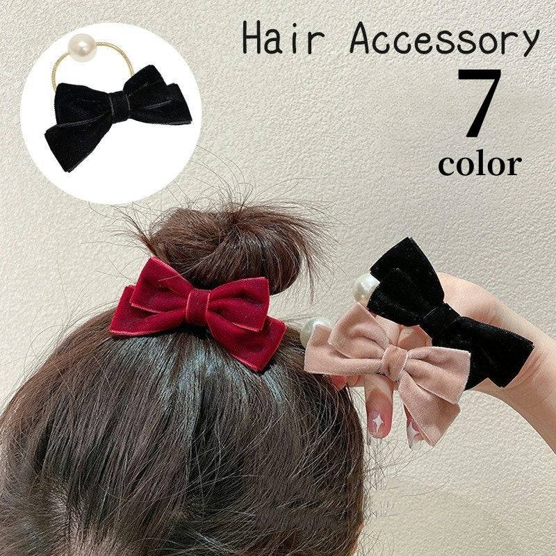 ヘアゴム 髪ゴム レディース 女の子 ヘアアクセサリー リボン フェイクパール 髪飾り 髪留め まとめ髪 ヘアアレンジ かわいい おしゃれ
