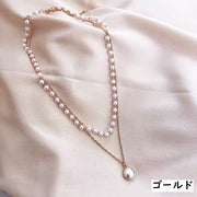 ネックレス ペンダント レディース アクセサリー 2連 重ね付け風 チェーン パール調 華奢 細身 円形 ラウンド サークル カジュアル フォーマル プレゼント ギフト 贈り物 お祝い 記念日 誕生日 デート 女子会 パーティー お呼ばれ お出かけ デイリー 普段使い かわいい おしゃれ OL オフィス フェミニン エレガント 上品 シンプル