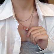 ネックレス ペンダント レディース 女性 アクセサリー 重ね付け 2連 チェーン ラウンド サークル シルバーカラー シンプル おしゃれ かわいい 首飾り お出かけ 普段使い ギフト プレゼント 贈り物