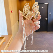 バンスクリップ ヘアクリップ 髪留め レディース 女性 ヘアアクセサリー ファッション雑貨 チャーム フェイクパール チェーン 華やか おしゃれ かわいい キュート ガーリー フェミニン フォーマル