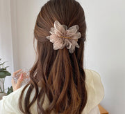 バレッタ ヘアクリップ 髪飾り 髪留め 女性 レディース ヘアアクセサリー ファッション小物 ヘアアレンジ ふんわり シフォン 透け感 ヘアピン おしゃれ かわいい 上品 シンプル きれいめ お出かけ ギフト プレゼント パーティ お呼ばれ オフホワイト カーキ 黒