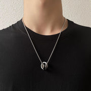 ネックレス ペンダント メンズ 男性 レディース ユニセックス アクセサリー ダブルリング ラインストーン おしゃれ かっこいい ギフト プレゼント