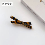 ヘアクリップ サイドクリップ レディース ヘアアクセサリー リボンモチーフ べっ甲風 シンプル おしゃれ かわいい 可愛い きれいめ 赤 茶  ベージュ プレゼント ギフト 贈り物
