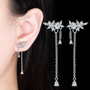 ピアス スタッドピアス レディース 女性用 アクセサリー ロング ラインストーン チェーン 花 フラワー シルバーカラー ローズゴールド 揺れる かわいい おしゃれ 上品 フェミニン プレゼント ギフト