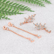 ピアス スタッドピアス レディース 女性用 アクセサリー ロング ラインストーン チェーン 花 フラワー シルバーカラー ローズゴールド 揺れる かわいい おしゃれ 上品 フェミニン プレゼント ギフト