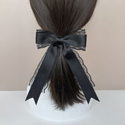 ヘアクリップ くちばしクリップ ヘアアクセサリー レディース 髪飾り 髪留め レース 可愛いロングリボン ハート型ラインストーン