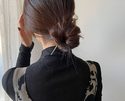 玉かんざし スティック ヘアアクセサリー レディース 女性 ゴールドカラー 商品画像2
