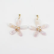 ピアス イヤリング フラワー 花 レディース 女 アクセサリー スタッドピアス マーブルカラー おしゃれ かわいい 揺れる