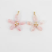 ピアス イヤリング フラワー 花 レディース 女 アクセサリー スタッドピアス マーブルカラー おしゃれ かわいい 揺れる