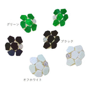 ピアス レディース 女性用 アクセサリー シェル風 ラインストーン おしゃれ かわいい プレゼント ギフト オフホワイト グリーン ブラック