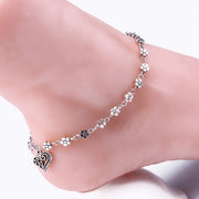 アンクレット レディース アクセサリー チェーン フラワー 花 ハート ヴィンテージ風 華奢 かわいい おしゃれ 足首 カジュアル プレゼント ギフト 贈り物 お祝い 記念日 誕生日 デート 女子会 パーティー お呼ばれ お出かけ デイリー 普段使い  大人女子 雑貨 ファッション小物 女性 シルバーカラー