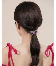 ヘアゴム 髪ゴム 3連 レディース ヘアアクセサリー 髪留め 髪飾り まとめ髪 ヘアアレンジ ラインストーン リボン型 キラキラ ポニーテール お団子ヘア 女性 婦人 可愛い おしゃれ 女子力アップ 外出 お出掛け ファッション小物