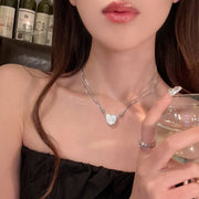 ネックレス ペンダント ラインストーン レディース アクセサリー プリンセス ハート キラキラ かわいい 首飾り ３重チェーン ネックチェーン