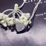 ネックレス ペンダント ラインストーン レディース アクセサリー プリンセス ハート キラキラ かわいい 首飾り ３重チェーン ネックチェーン