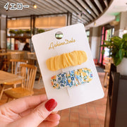 ヘアクリップ 髪留め 2個セット キッズ 女の子 ヘアアクセサリー ファッション雑貨 長方形 パッチン留め 布張り 総柄 花柄 無地 ピンク かわいい キュート シンプル カジュアル
