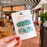 ヘアクリップ 髪留め 2個セット キッズ 女の子 ヘアアクセサリー ファッション雑貨 長方形 パッチン留め 布張り 総柄 花柄 無地 ピンク かわいい キュート シンプル カジュアル