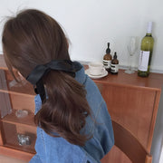 ヘアゴム 髪ゴム ヘアアクセサリー レディース 女性 リボン 大きめ ロング 垂れる 無地 シンプル 髪留め まとめ髪 ヘアアレンジ ポニーテール お洒落 大人可愛い きれいめ お出かけ 普段使い デイリー 婦人