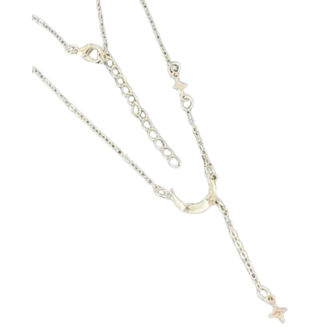 ネックレス ペンダント 首飾り レディース 女性 アクセサリー 月 ムーン 星 スター チェーン 華奢 かわいい おしゃれ キュート キラキラ 揺れる ゆらゆら プレゼント ギフト 贈り物 金色 銀色