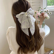 バレッタ リボン レディース ヘアアクセサリー 髪留め 髪飾り まとめ髪 ヘアアレンジ フェイクパール パール調 花柄 大きめ 可愛い おしゃれ 女性用 婦人用 ロングヘア セミロング お出掛け
