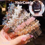 ヘアコーム キッズ 女の子 ヘアアクセサリー ガールズ 髪留め まとめ髪 クリア ビーズ フェイクパール お花 フラワー ゴールドカラー 華やか キラキラ 簡単ヘアアレンジ カジュアル キュート かわいい おしゃれ 髪飾り 普段使い ヘッドアクセサリー ホワイト 白 ピンク ブルー グレー イエロー