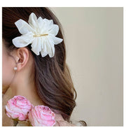 バレッタ レディース ヘアクリップ ヘアアクセサリー 髪飾り 髪留め シフォン 花 フラワー 大きめ ふんわり ヘアアレンジ まとめ髪
