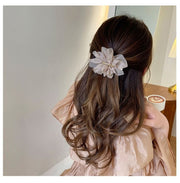 バレッタ レディース ヘアクリップ ヘアアクセサリー 髪飾り 髪留め シフォン 花 フラワー 大きめ ふんわり ヘアアレンジ まとめ髪