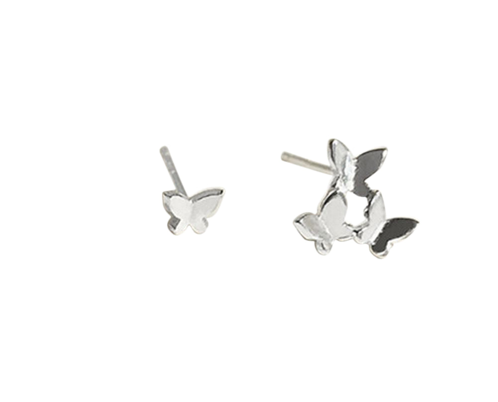 ピアス 両耳用 スタッドピアス アクセサリー レディース 女性 蝶々 アシンメトリー 華奢 シンプル かわいい おしゃれ ギフト プレゼント 贈り物