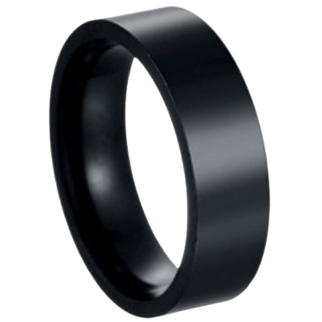 指輪 リング メンズ アクセサリー ファッションリング 平打ち ブラック6mm バリエーション画像