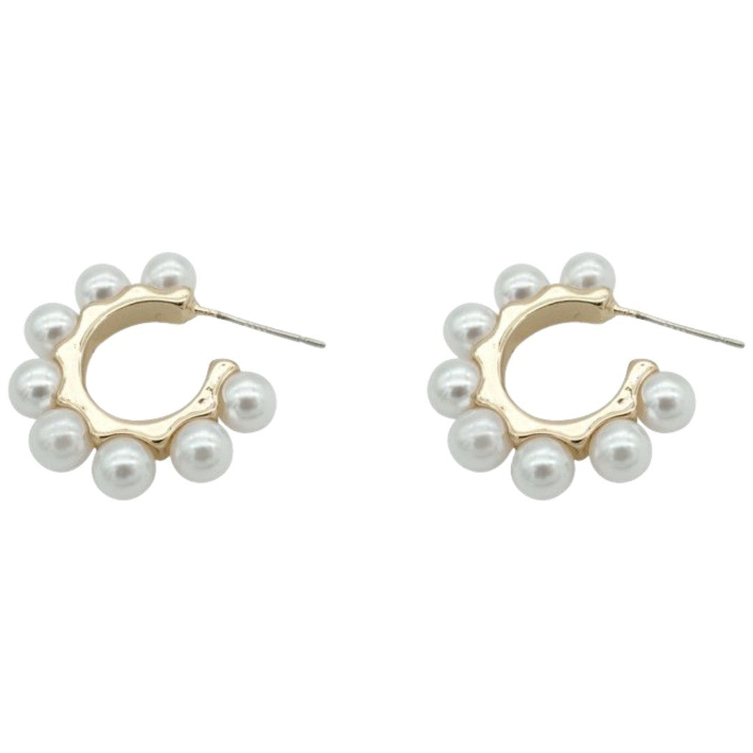 ピアス ハーフフープピアス レディース アクセサリー 上品 きれいめ 可愛い フェイクパール ハーフリング ビジュー プレゼント