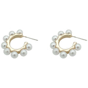 ピアス ハーフフープピアス レディース アクセサリー 上品 きれいめ 可愛い フェイクパール ハーフリング ビジュー プレゼント